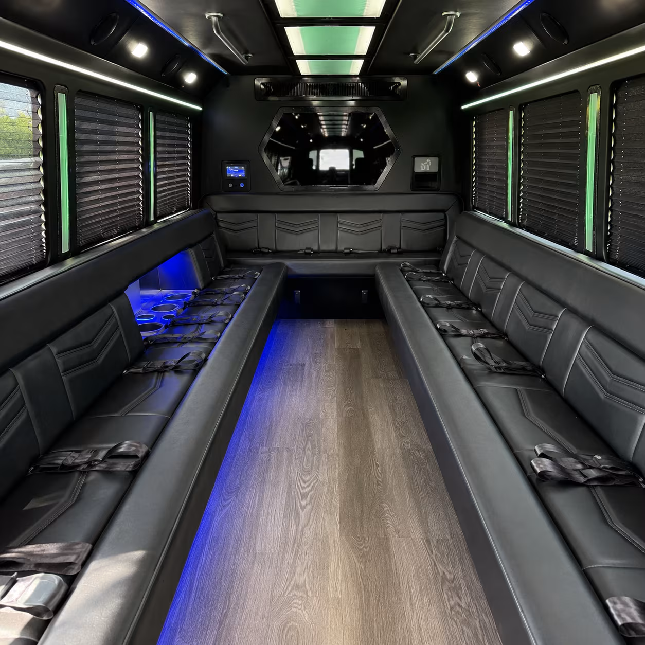 Akron Birthday, Sweet 16, & Quinceañera Transportation party bus interior