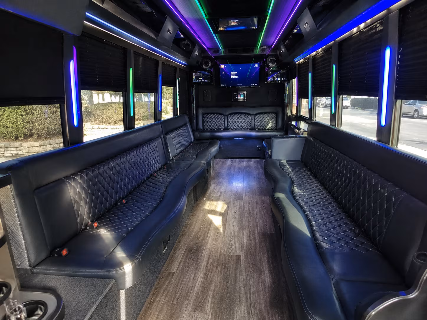 Akron Private Event Transportation party bus interior