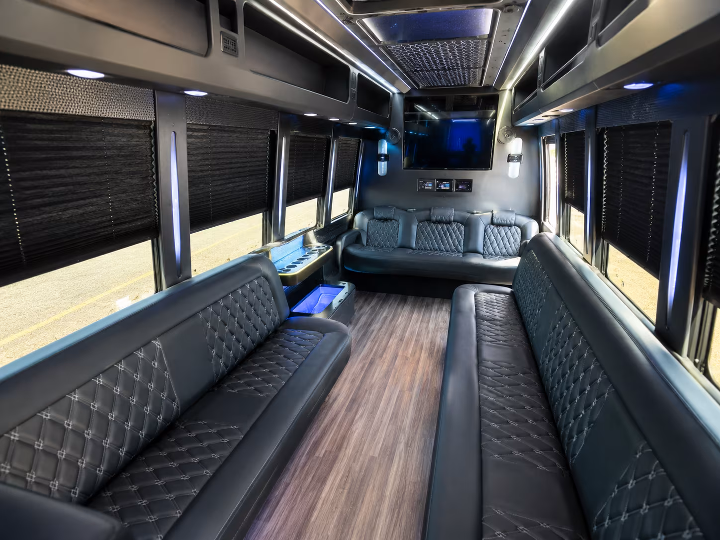 Interior of a Akron party bus rental