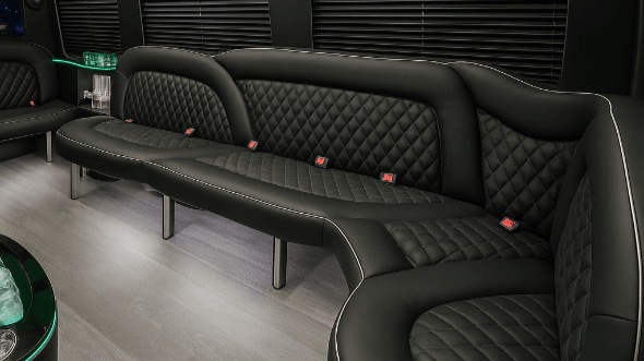 Interior of Akron Party Bus Company's 15 Passenger Party Bus in Akron