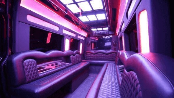 Interior of Charter Bus Company Cleveland's 15 Passenger Party Bus in Cleveland