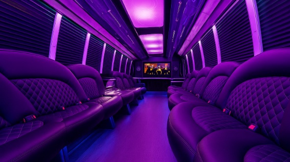 Interior of Charter Bus Company Cleveland's 20 Passenger Party Bus in Cleveland