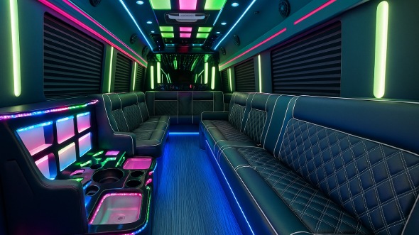 Interior of Charter Bus Company Buffalo's 28 Passenger Party Bus in Buffalo