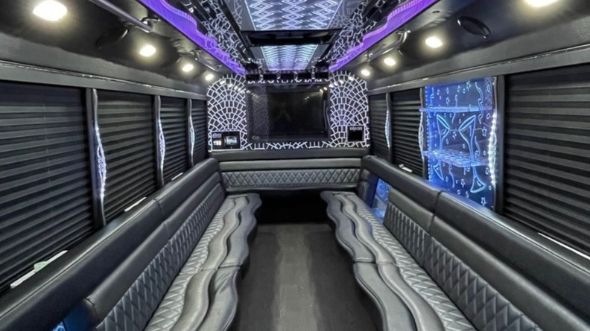 Interior of Charter Bus Company Cleveland's 40 Passenger Party Bus in Cleveland