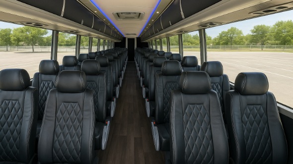 Interior of Charter Bus Company Akron's 46 Passenger Charter Bus in Akron