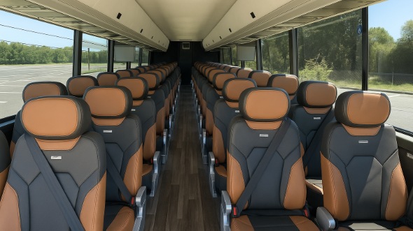 Interior of Charter Bus Company Akron's 47 Passenger Charter Bus in Akron