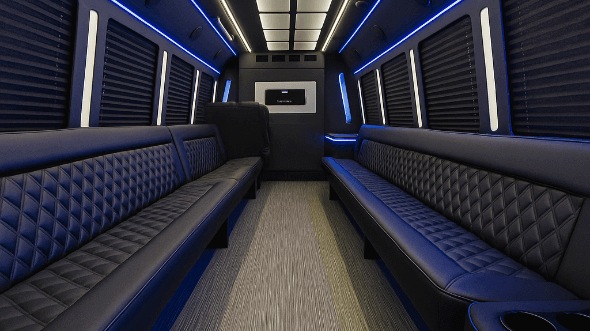 Interior of Charter Bus Company Detroit's 50 Passenger Party Bus in Detroit