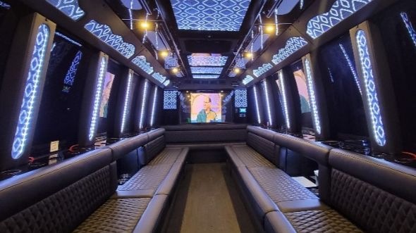 akron 40 passenger party bus inside